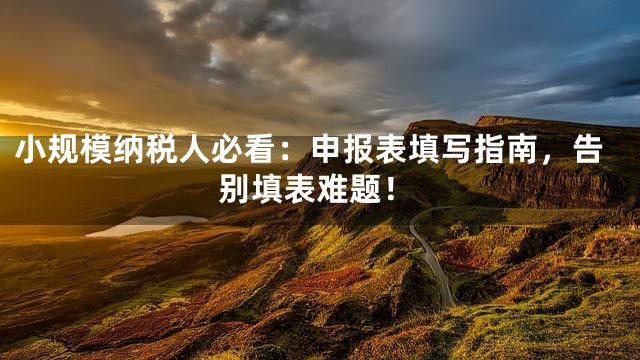 小规模纳税人必看：申报表填写指南，告别填表难题！