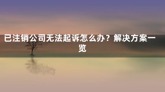 已注销公司无法起诉怎么办？解决方案一览