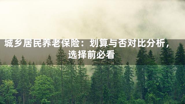 城乡居民养老保险：划算与否对比分析，选择前必看