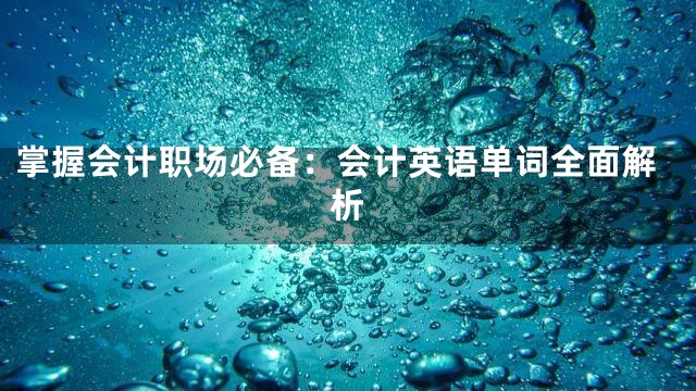 掌握会计职场必备：会计英语单词全面解析