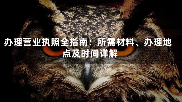 办理营业执照全指南：所需材料、办理地点及时间详解