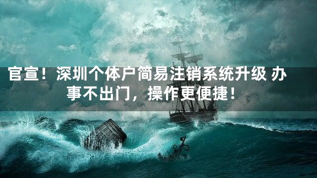 官宣！深圳个体户简易注销系统升级 办事不出门，操作更便捷！