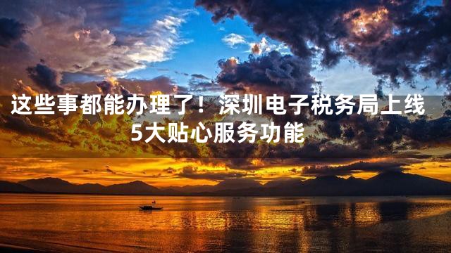 这些事都能办理了！深圳电子税务局上线5大贴心服务功能