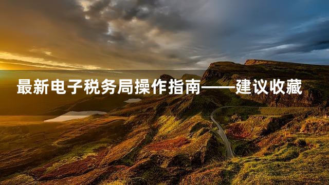 最新电子税务局操作指南——建议收藏