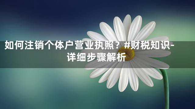 如何注销个体户营业执照？#财税知识-详细步骤解析
