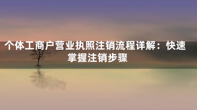 个体工商户营业执照注销流程详解：快速掌握注销步骤