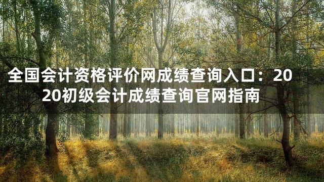 全国会计资格评价网成绩查询入口：2020初级会计成绩查询官网指南