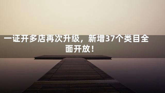 一证开多店再次升级，新增37个类目全面开放！