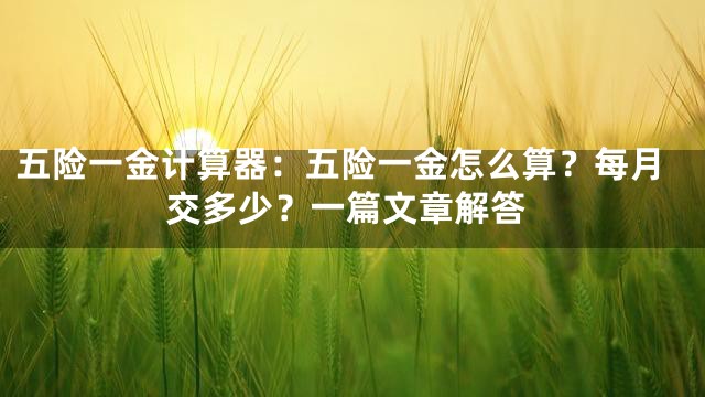 五险一金计算器：五险一金怎么算？每月交多少？一篇文章解答