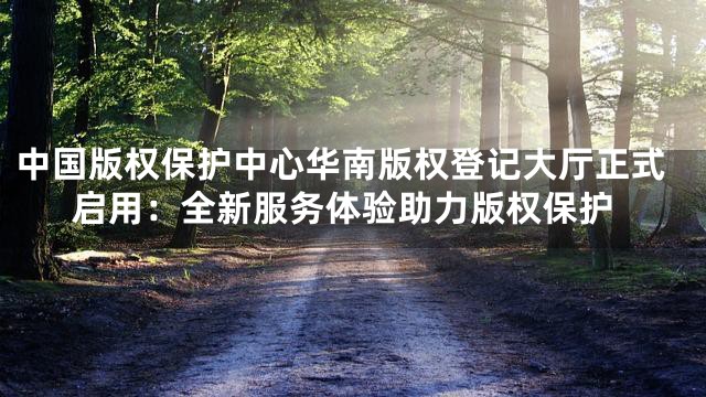 中国版权保护中心华南版权登记大厅正式启用：全新服务体验助力版权保护
