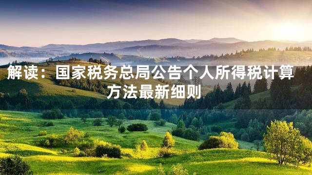 解读：国家税务总局公告个人所得税计算方法最新细则