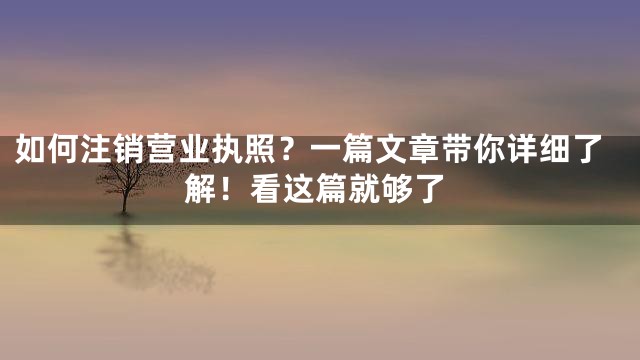 如何注销营业执照？一篇文章带你详细了解！看这篇就够了