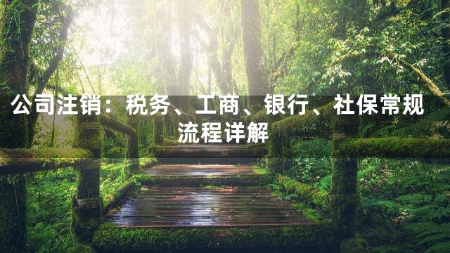 公司注销：税务、工商、银行、社保常规流程详解