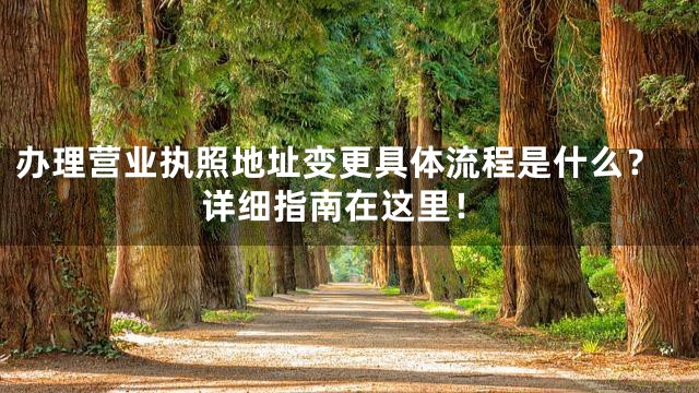 办理营业执照地址变更具体流程是什么？详细指南在这里！