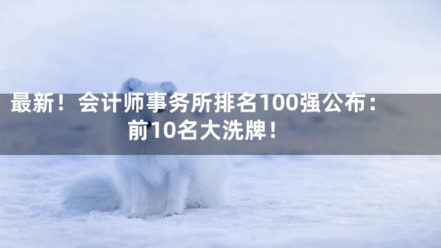 最新！会计师事务所排名100强公布：前10名大洗牌！