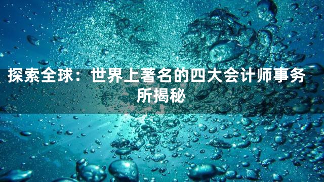 探索全球：世界上著名的四大会计师事务所揭秘