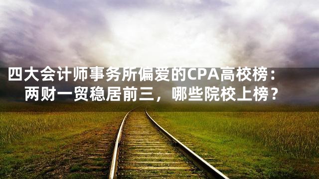四大会计师事务所偏爱的CPA高校榜：两财一贸稳居前三，哪些院校上榜？