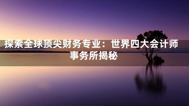 探索全球顶尖财务专业：世界四大会计师事务所揭秘