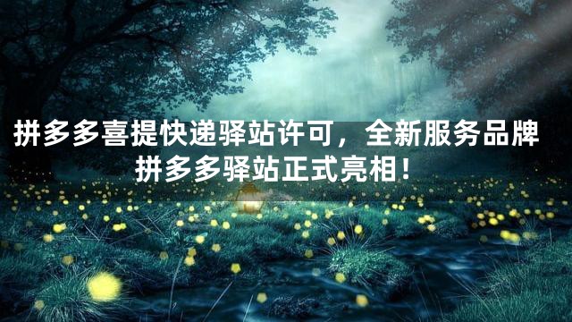 拼多多喜提快递驿站许可，全新服务品牌拼多多驿站正式亮相！