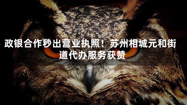 政银合作秒出营业执照！苏州相城元和街道代办服务获赞