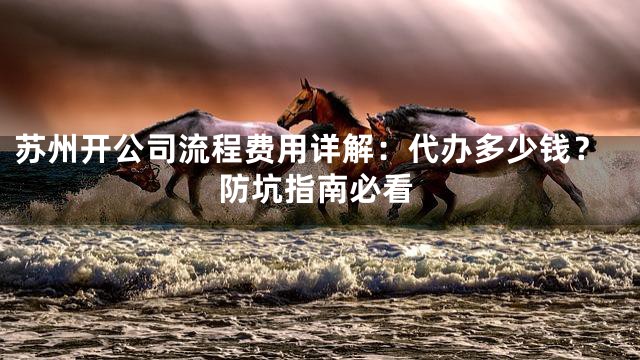 苏州开公司流程费用详解：代办多少钱？防坑指南必看