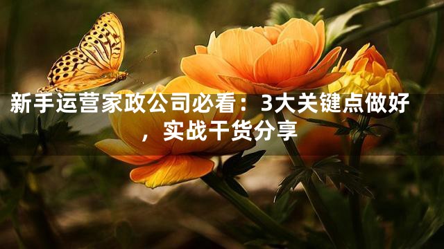 新手运营家政公司必看：3大关键点做好，实战干货分享