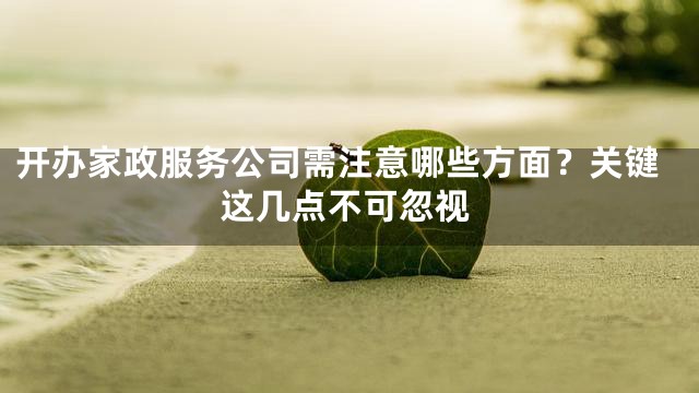 开办家政服务公司需注意哪些方面？关键这几点不可忽视