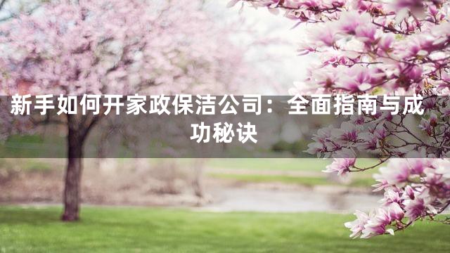 新手如何开家政保洁公司：全面指南与成功秘诀