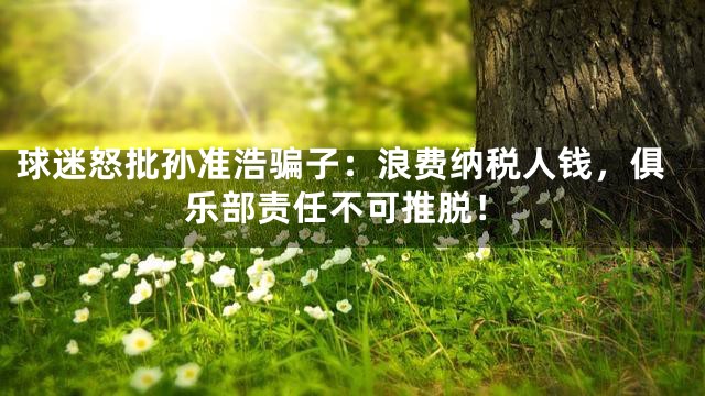 球迷怒批孙准浩骗子：浪费纳税人钱，俱乐部责任不可推脱！
