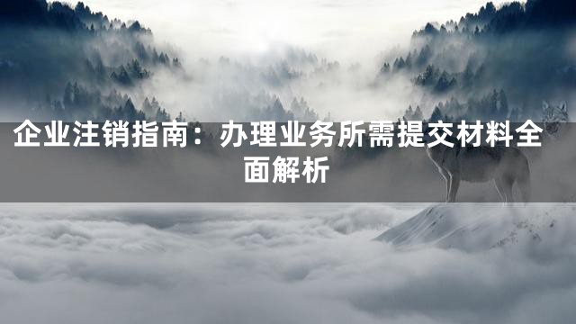 企业注销指南：办理业务所需提交材料全面解析