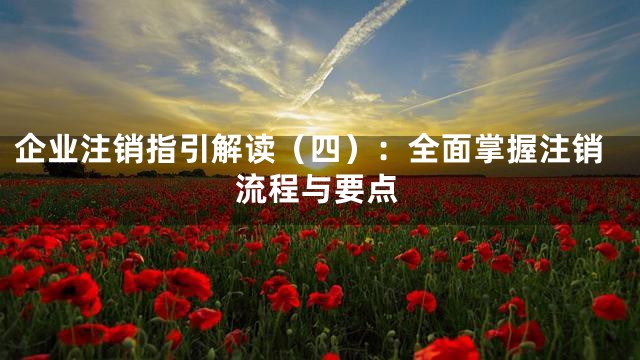 企业注销指引解读（四）：全面掌握注销流程与要点