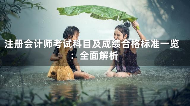 注册会计师考试科目及成绩合格标准一览：全面解析
