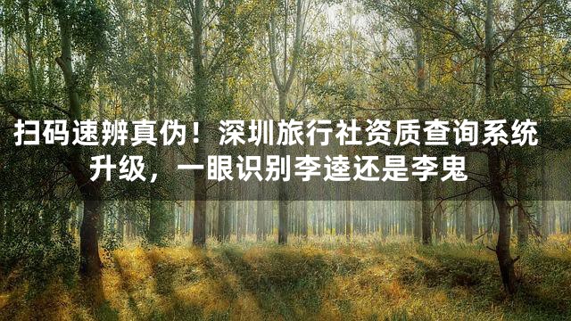 扫码速辨真伪！深圳旅行社资质查询系统升级，一眼识别李逵还是李鬼