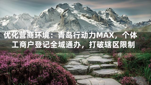 优化营商环境：青岛行动力MAX，个体工商户登记全域通办，打破辖区限制