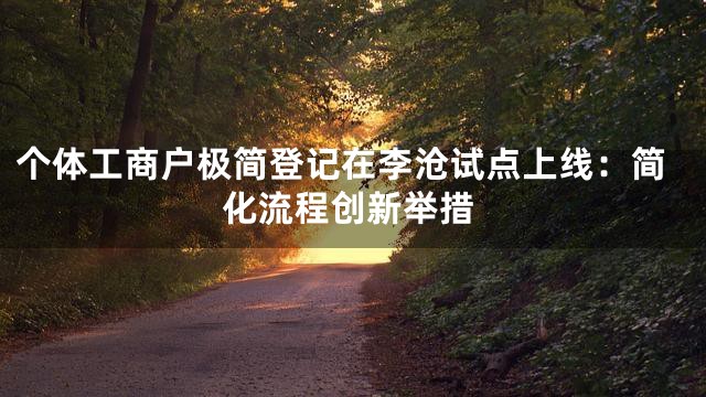 个体工商户极简登记在李沧试点上线：简化流程创新举措