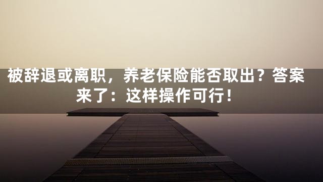 被辞退或离职，养老保险能否取出？答案来了：这样操作可行！