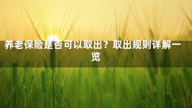养老保险是否可以取出？取出规则详解一览
