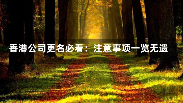 香港公司更名必看：注意事项一览无遗