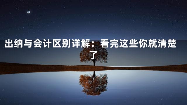 出纳与会计区别详解：看完这些你就清楚了