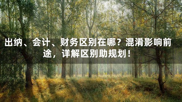 出纳、会计、财务区别在哪？混淆影响前途，详解区别助规划！