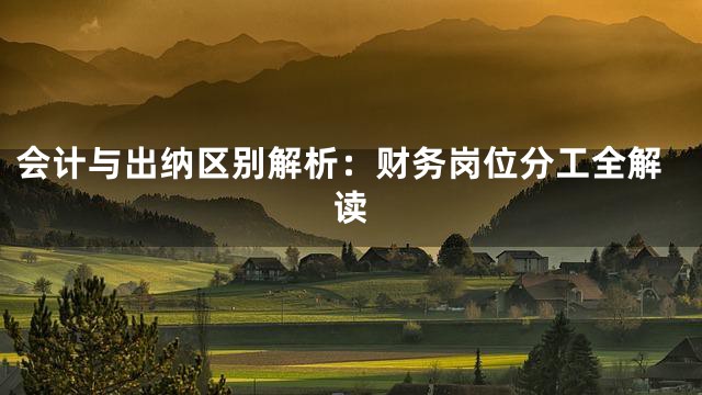 会计与出纳区别解析：财务岗位分工全解读