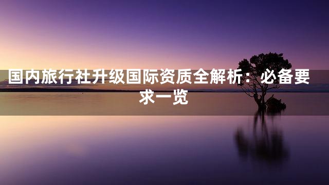 国内旅行社升级国际资质全解析：必备要求一览