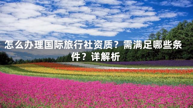 怎么办理国际旅行社资质？需满足哪些条件？详解析
