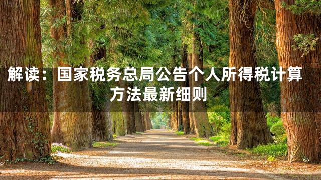 解读：国家税务总局公告个人所得税计算方法最新细则