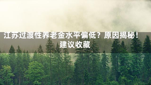 江苏过渡性养老金水平偏低？原因揭秘！建议收藏