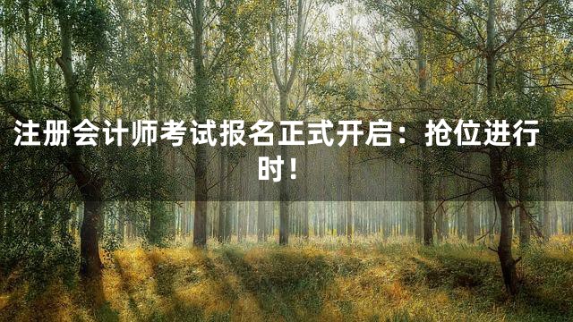 注册会计师考试报名正式开启：抢位进行时！