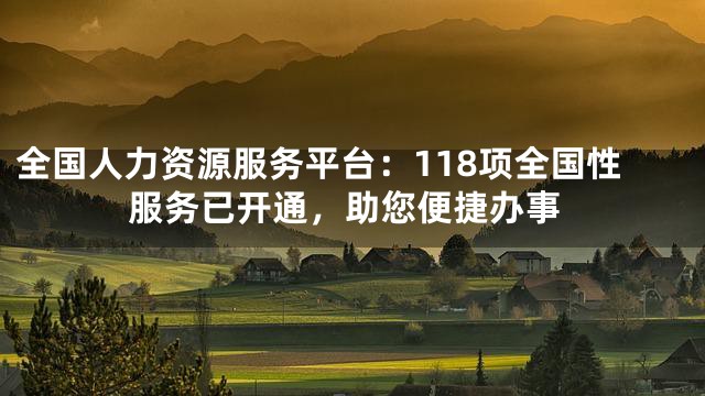 全国人力资源服务平台：118项全国性服务已开通，助您便捷办事