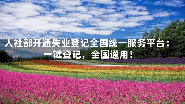 人社部开通失业登记全国统一服务平台：一键登记，全国通用！