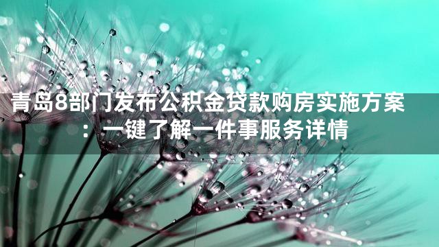 青岛8部门发布公积金贷款购房实施方案：一键了解一件事服务详情