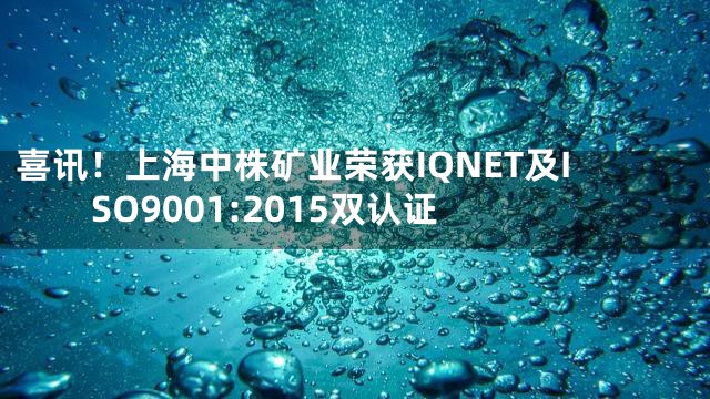 喜讯！上海中株矿业荣获IQNET及ISO9001:2015双认证